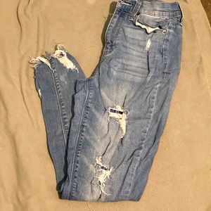 Mid-Washed high-rise ankle jeggings